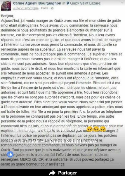 Message adressé sur facebook sur la page de Carine Agnelli Bourguignon